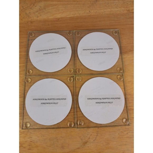 Military Purple Heart emblem set of 4 hand crafted glass circle cup coasters - Picture 3 of 4
